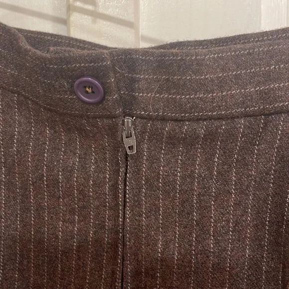 VINTAGE 70’s Union made brown pinstriped wool skirt size S - Picture 3 of 13
